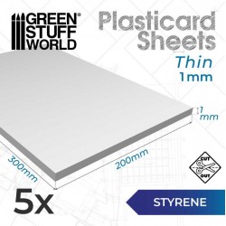Styrolplatten, 1 mm (x5).