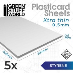 Styrolplatten, 0,5 mm (x5).