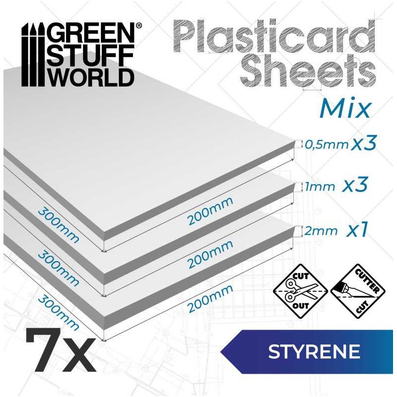 Láminas de estireno, mix (x7).