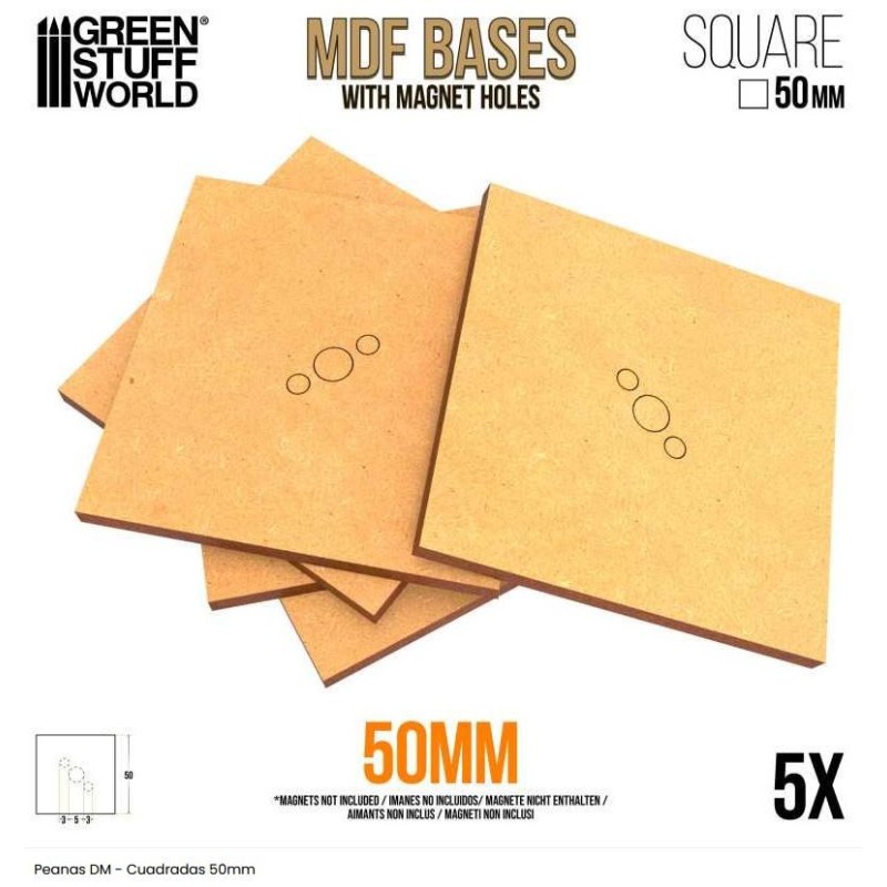 Basi quadrate, 50 mm (x5). Basi quadrate, 50 mm (x5).