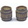 Wooden barrels.