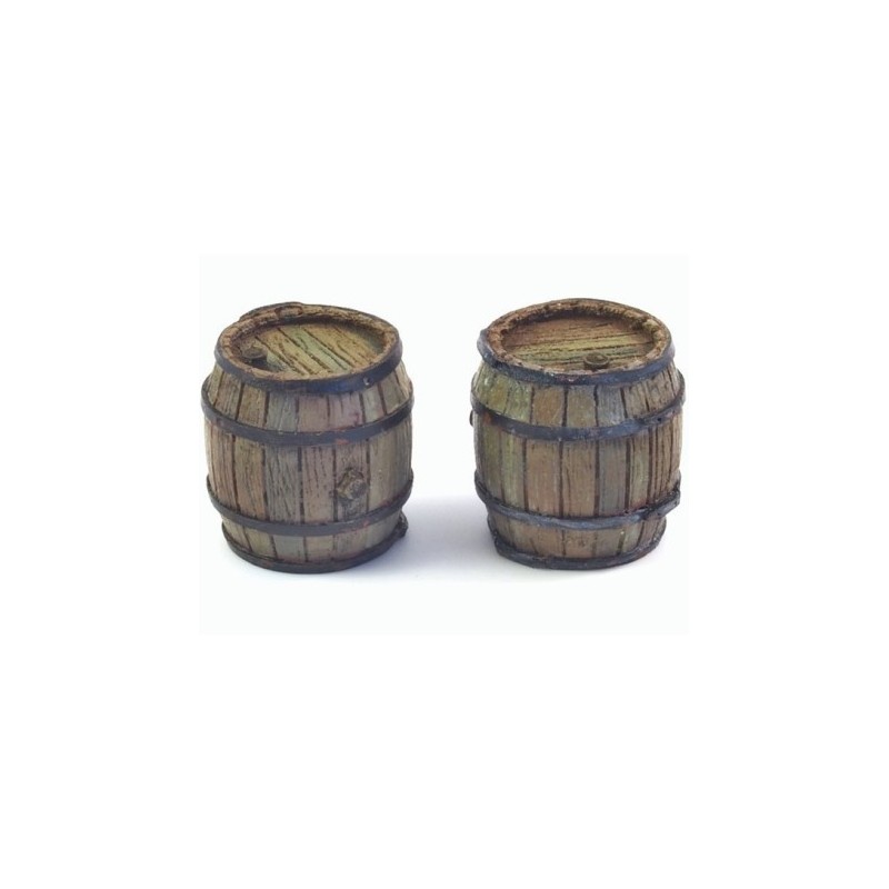 Wooden barrels.