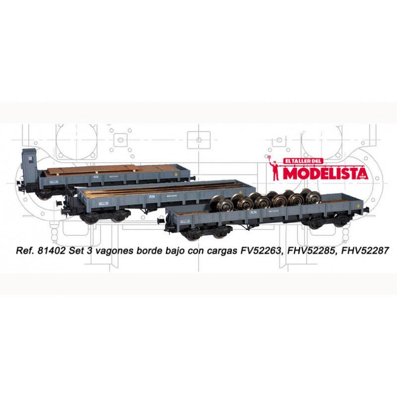 3-set wagons series MM, RENFE. With loads. MABAR 81402 3-set wagons series MM, RENFE. With loads. MABAR 81402