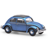 VW Fusca, versão de exportação, azul metálico.