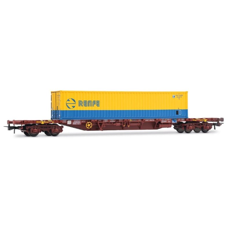 Wagon type MMC3, w/ RENFE container. RENFE.