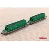 Conjunto de dois vagões tipo funil Faoos, RENFE.