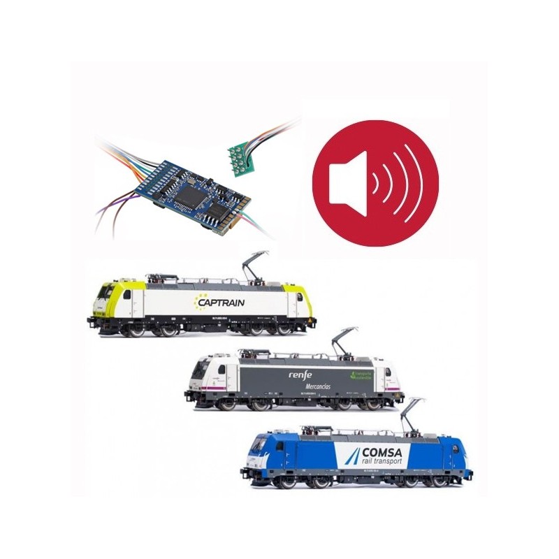 Decoder con suono per locomotiva RENFE 253. 8 spilli.