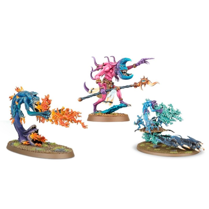 Burning Chariot / Exalted Flamer of Tzeentch and Changecaster.