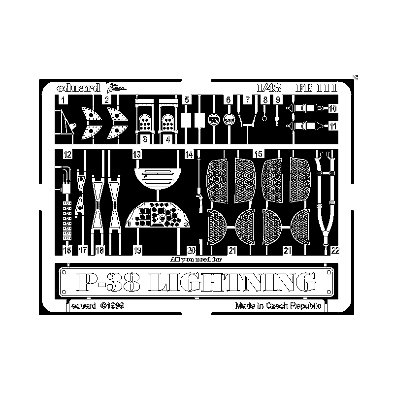 Fotogeätzte Folie: P-38 ( ACADEMY Bausatz).
