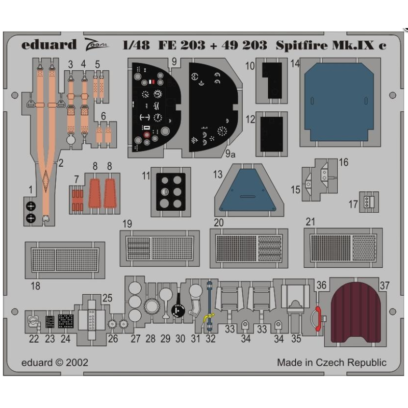Filme fotogravado: Spitfire Mk.IXc (kit HASEGAWA).
