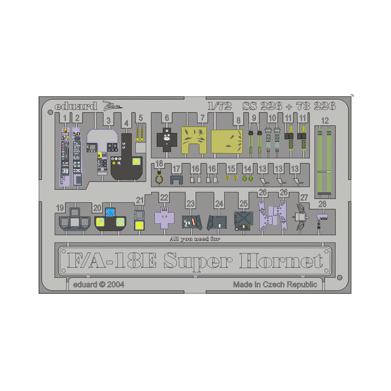Photo-etched: F-18E (Hasegawa kit).