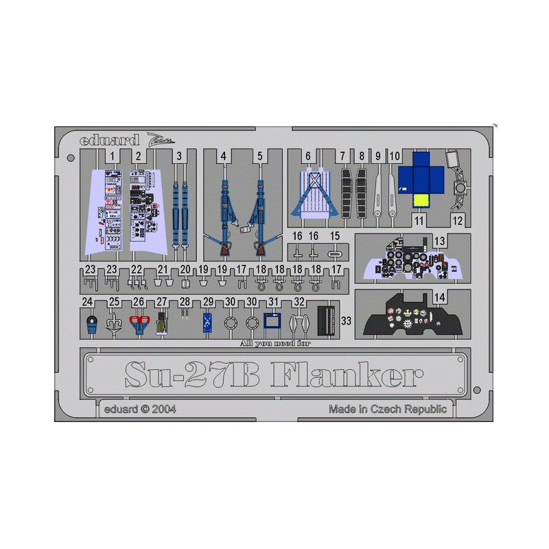Photo-etched: Su-27 Flanker B (Hasegawa/Revell kit). Photo-etched: Su-27 Flanker B (Hasegawa/Revell kit).
