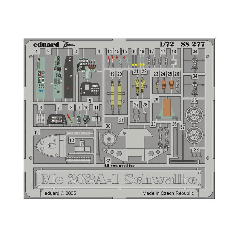 Photo-etched:Me 262A-1 Schwalbe (Hasegawa kit).