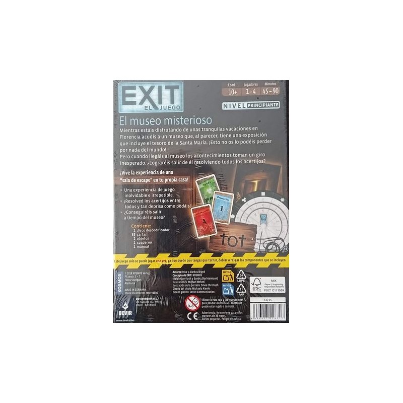 Devir - Exit: El Museo Misterioso, Juego de Mesa, Escape Room, Juego de Mesa con Amigos, Juegos