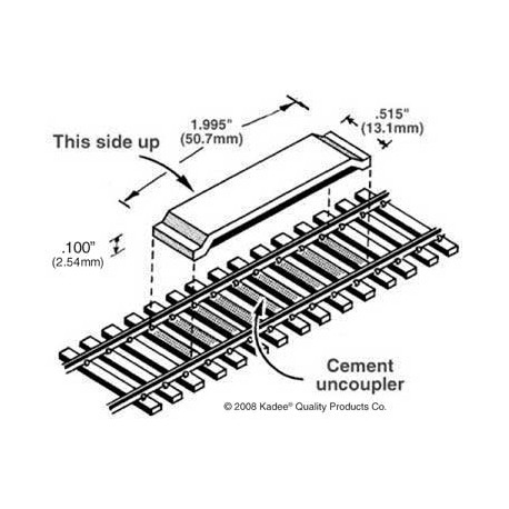 Permanent magnet "between-the-rails" uncouper (x2). KADEE 322