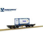 Vagão Sgmms 134-6, contêiner ''Bruhn''. Medway.