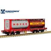 CP Wagen Sgmms 021-5, mit den Containern "HOYER" und "BERTSCHI".