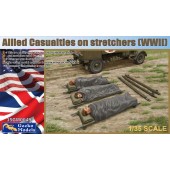 Allied casualties on stretchers.