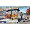 Stand di frutta e verdura.