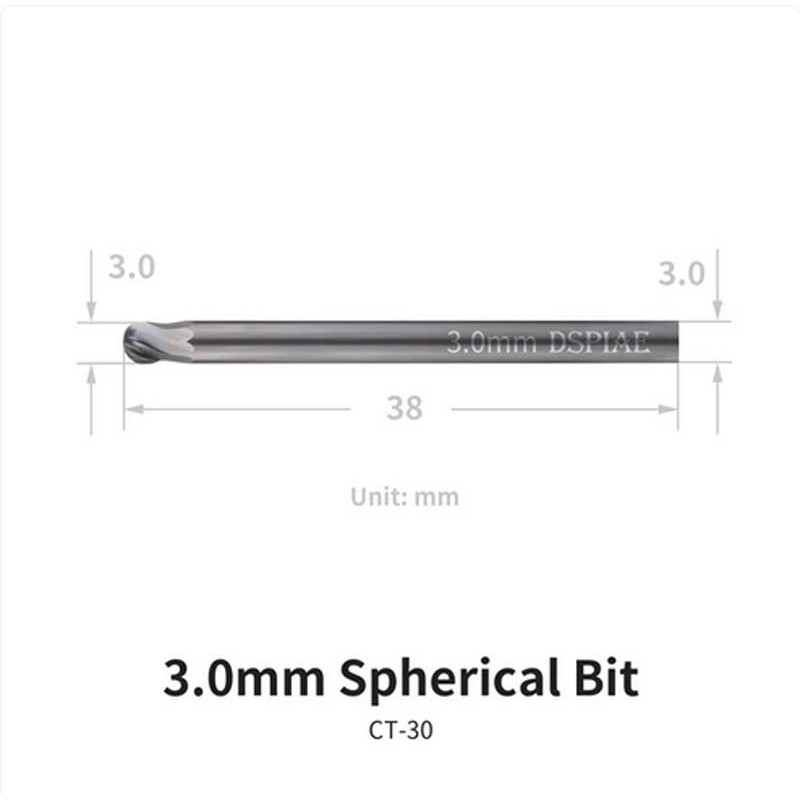 Broca esférica, 3 mm.