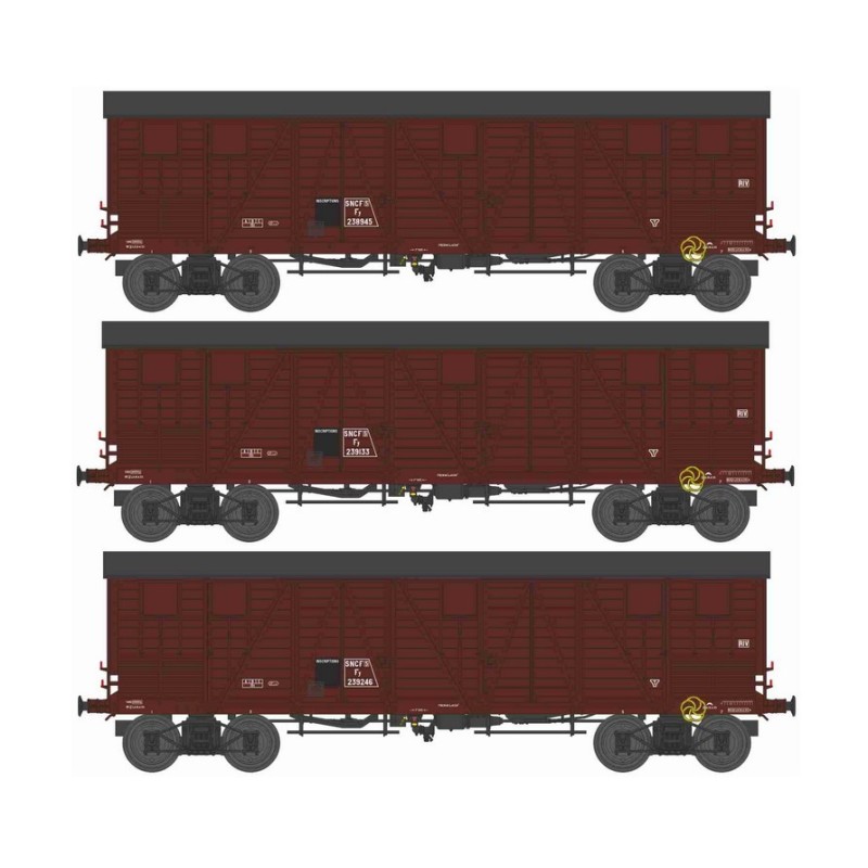 Set de 3 vagones mercancías cubiertos, TP. SNCF.