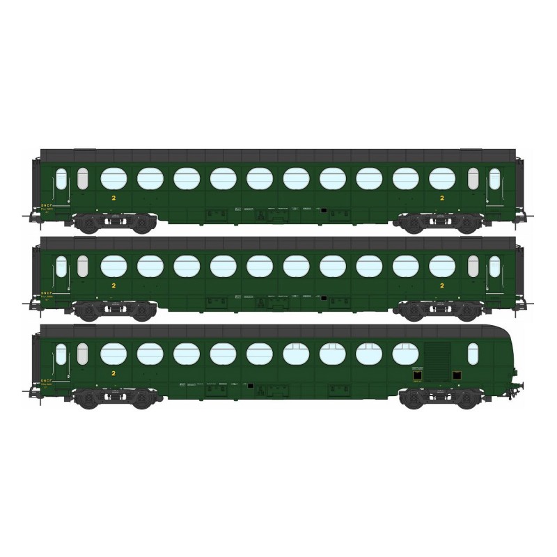 Set von leichten Wagen "saucissons", SNCF.