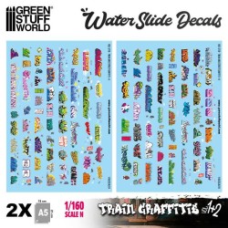 Model railway graffiti decals.