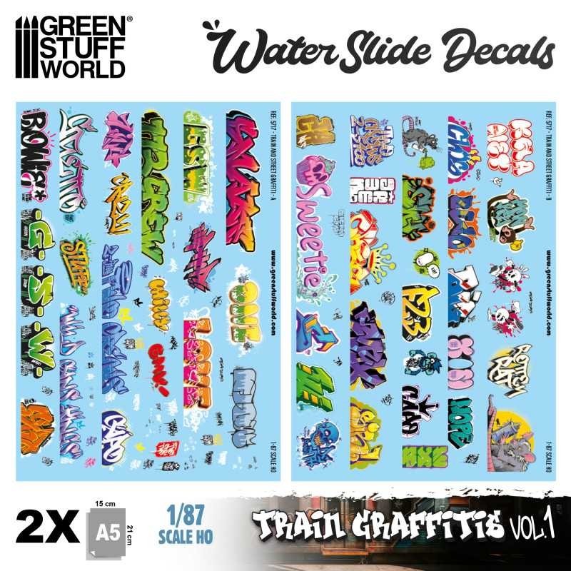 Model railway graffiti decals.