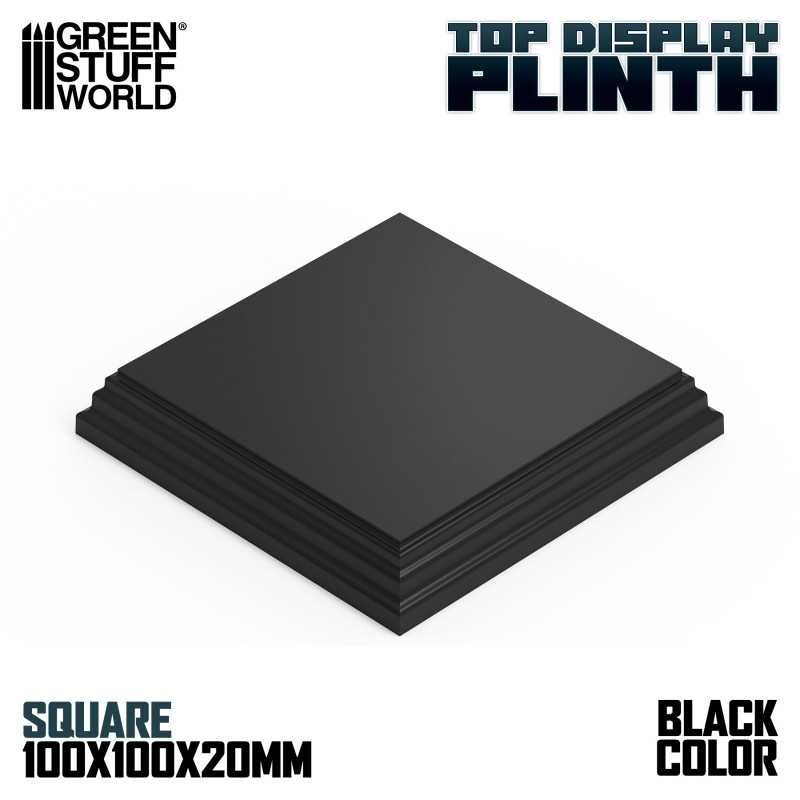 Quadratischer Holzsockel, schwarz 10x10 cm.